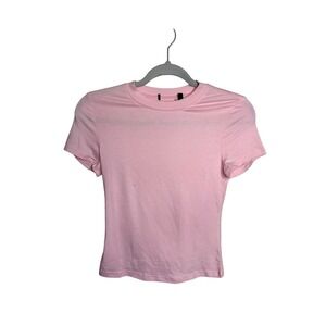 Pink T-Shirt Short Sleeve Basic Tee Casual Top Fitted‎